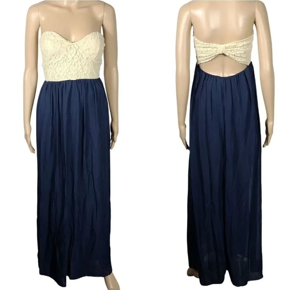 Windsor lasce blue and cream maxi dress Nwt